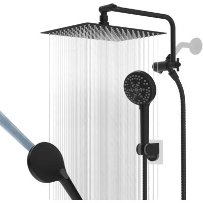 Dazzed Corner - Metal Rainfall Shower Head, High Pressure Handheld Showerhead Combo - Matte Black Dazzed Corner - Metal Rainfall Shower Head, High Pressure Handheld Showerhead Combo - Matte Black