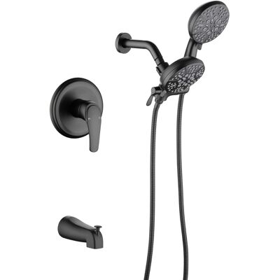 Boyel Living - Matte Dual Shower Head System Brass SUS304 1-Function Valve 7-Function Sprayers cUPC - Black Boyel Living - Matte Dual Shower Head System Brass SUS304 1-Function Valve 7-Function Sprayers cUPC - Black