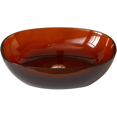 Boyel Living - 22 Inch Dark Brown Resin Elliptical Bathroom Vessel Sink - Orange Boyel Living - 22 Inch Dark Brown Resin Elliptical Bathroom Vessel Sink - Orange