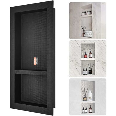 VEVOR - Shower Niche Ready for Tile 16" x 32", Double Shelf Organizer, Square Corners Wall-inserted Niche Recessed - Black VEVOR - Shower Niche Ready for Tile 16" x 32", Double Shelf Organizer, Square Corners Wall-inserted Niche Recessed - Black