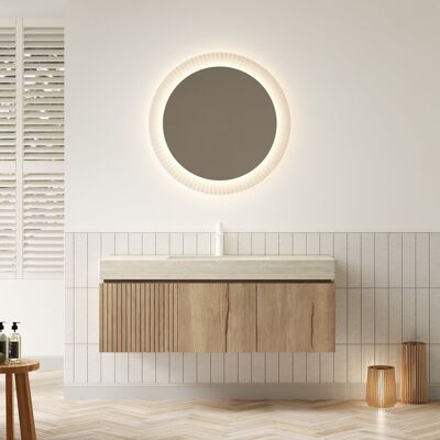 Boyel Living - 48 Bathroom Vanity with 2 Doors Roma Travertine Countertop Basin White Oak - Beige,White Oak Boyel Living - 48 Bathroom Vanity with 2 Doors Roma Travertine Countertop Basin White Oak - Beige,White Oak
