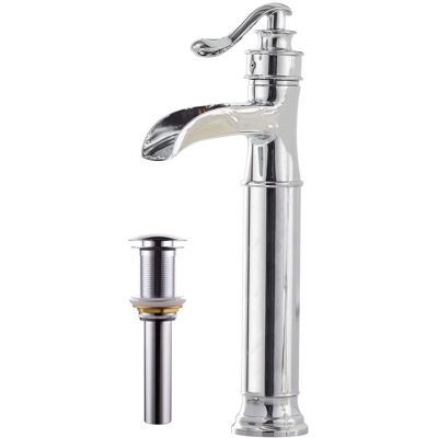 Boyel Living - Waterfall Single Hole Single Handle Bathroom Vessel Sink Faucet With Pop-up Drain Assembly - Polished Chrome Boyel Living - Waterfall Single Hole Single Handle Bathroom Vessel Sink Faucet With Pop-up Drain Assembly - Polished Chrome