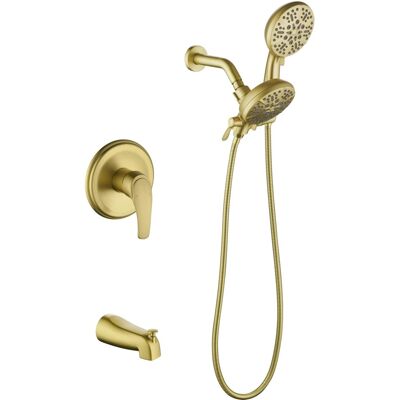 Boyel Living - Dual Shower Head System Brass SUS304 1-Function Valve 7-Function Sprayers cUPC - Brushed Gold Boyel Living - Dual Shower Head System Brass SUS304 1-Function Valve 7-Function Sprayers cUPC - Brushed Gold