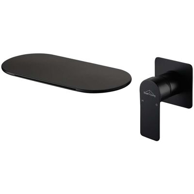 Boyel Living - Modern Waterfall Single Handle Wall Mounted Faucet (Use at Basin or Bathtub) with Rough-in Valve - Matte Black Boyel Living - Modern Waterfall Single Handle Wall Mounted Faucet (Use at Basin or Bathtub) with Rough-in Valve - Matte Black