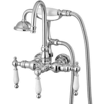 VEVOR - Clawfoot Tub Faucet, Wall-Mounted Bathtub Faucets, Clawfoot Tub Filler Faucet Shower Kit - Polished Chrome VEVOR - Clawfoot Tub Faucet, Wall-Mounted Bathtub Faucets, Clawfoot Tub Filler Faucet Shower Kit - Polished Chrome