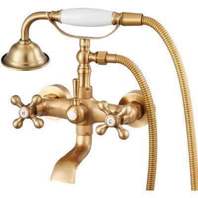 VEVOR - Clawfoot Tub Faucet, Wall Mount Bathtub Faucets with Handheld Shower, Clawfoot Tub Filler Faucet Shower Kit - Brushed Gold VEVOR - Clawfoot Tub Faucet, Wall Mount Bathtub Faucets with Handheld Shower, Clawfoot Tub Filler Faucet Shower Kit - Brushed Gold