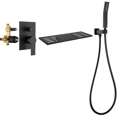 Boyel Living - Matte Wall Mount Bathtub Faucet Brass SUS304 2-Function Valve Handheld 60-Inch PVC Hose cUPC - Black Boyel Living - Matte Wall Mount Bathtub Faucet Brass SUS304 2-Function Valve Handheld 60-Inch PVC Hose cUPC - Black