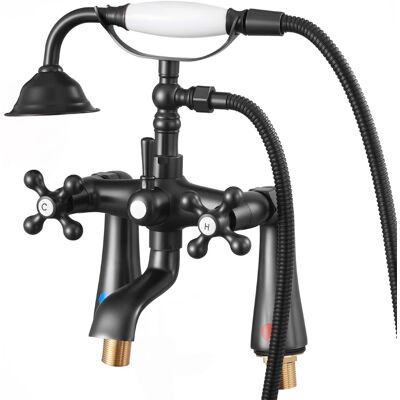 VEVOR - Clawfoot Tub Faucet, Deck Mount Bathtub Faucets, Vintage Clawfoot Tub Filler Faucet Shower Kit - Oil-Rubbed Bronze VEVOR - Clawfoot Tub Faucet, Deck Mount Bathtub Faucets, Vintage Clawfoot Tub Filler Faucet Shower Kit - Oil-Rubbed Bronze