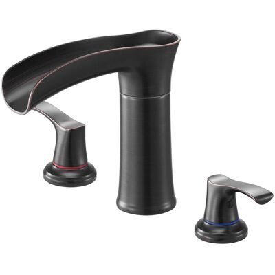 VEVOR - Roman Tub Faucet, 3 Hole Waterfall Bathtub Faucet, Zinc Alloy Bath Tubs Faucets Set with 2 Handles - Bronze VEVOR - Roman Tub Faucet, 3 Hole Waterfall Bathtub Faucet, Zinc Alloy Bath Tubs Faucets Set with 2 Handles - Bronze