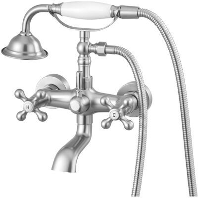 VEVOR - Clawfoot Tub Faucet,Wall Mount Bathtub Faucets with Handheld Shower, Clawfoot Tub Filler Faucet Shower Kit - Brushed Nickel VEVOR - Clawfoot Tub Faucet,Wall Mount Bathtub Faucets with Handheld Shower, Clawfoot Tub Filler Faucet Shower Kit - Brushed Nickel
