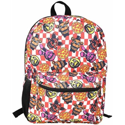 Disney - Five Nights at Freddy's 16" Red Checkered with Pizza Nylon School Backpack for Kids, with a front Pocket - Assorted Pre-Pack Disney - Five Nights at Freddy's 16" Red Checkered with Pizza Nylon School Backpack for Kids, with a front Pocket - Assorted Pre-Pack