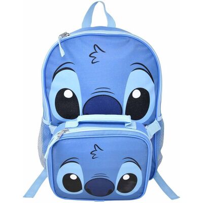 Disney - Stitch 16" Shoulder Backpack for School with Rectangular Lunch Bag - Blue Disney - Stitch 16" Shoulder Backpack for School with Rectangular Lunch Bag - Blue