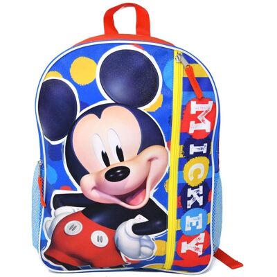 Disney - Mickey Mouse 16" Nylon School Backpack 16" for Boys, with a Large front Pocket - Red Disney - Mickey Mouse 16" Nylon School Backpack 16" for Boys, with a Large front Pocket - Red