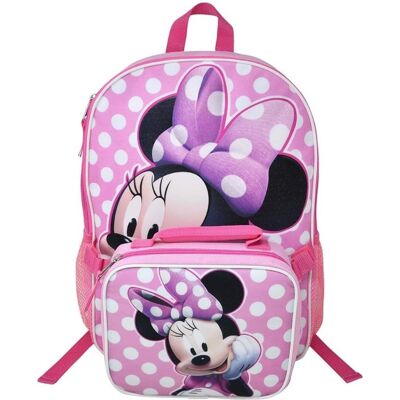 Disney - Fast Forward Kids Backpack & Lunch Bag Set –Minnie Mouse 16" Lightweight School Bookbag with Insulated Lunch Bag - Assorted Pre-Pack Disney - Fast Forward Kids Backpack & Lunch Bag Set –Minnie Mouse 16" Lightweight School Bookbag with Insulated Lunch Bag - Assorted Pre-Pack