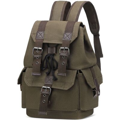 Unique Bargains - Vintage Canvas Backpack, Durable Casual Daypack, Large Capacity Travel Rucksack, Hiking Daily Use - Green Unique Bargains - Vintage Canvas Backpack, Durable Casual Daypack, Large Capacity Travel Rucksack, Hiking Daily Use - Green