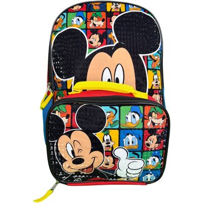 Disney - Mickey Backpack for School with Rectangular Lunch Bag, for Kids - Assorted Pre-Pack Disney - Mickey Backpack for School with Rectangular Lunch Bag, for Kids - Assorted Pre-Pack
