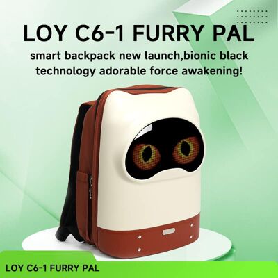 Loheer - Smart LED Cat Backpack with App Control, Bluetooth Pixel Display, Waterproof, Cream/Brown - White Loheer - Smart LED Cat Backpack with App Control, Bluetooth Pixel Display, Waterproof, Cream/Brown - White
