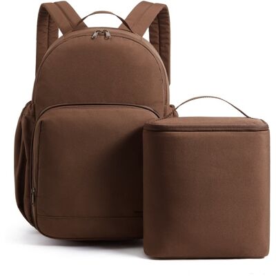 Bagsmart - Commuter Backpack 32L, Laptop Daypack with Detachable Insulated Lunch Bag for Work, College & Daily Travel - Brown Bagsmart - Commuter Backpack 32L, Laptop Daypack with Detachable Insulated Lunch Bag for Work, College & Daily Travel - Brown