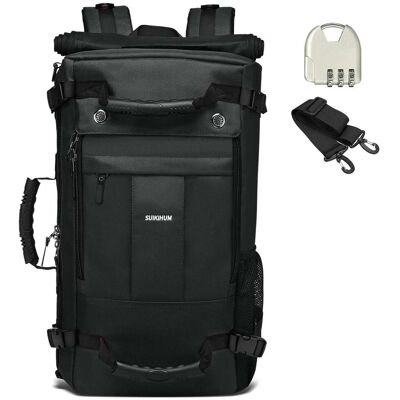 Unique Bargains - 35L Travel Backpack, Carry On w/Anti-theft Lock, Polyester Daypack w/Multiple Pockets, Trips Outdoor - Black Unique Bargains - 35L Travel Backpack, Carry On w/Anti-theft Lock, Polyester Daypack w/Multiple Pockets, Trips Outdoor - Black