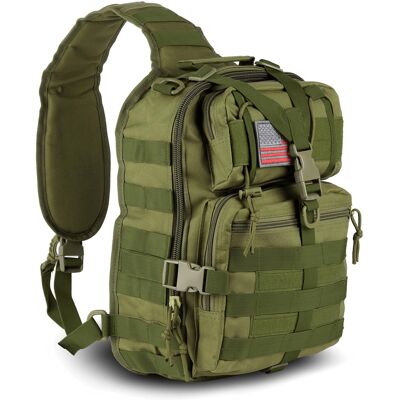 XGear Tactical - 14L Range Sling Bag Backpack with Adjustable Strap - Army Green XGear Tactical - 14L Range Sling Bag Backpack with Adjustable Strap - Army Green