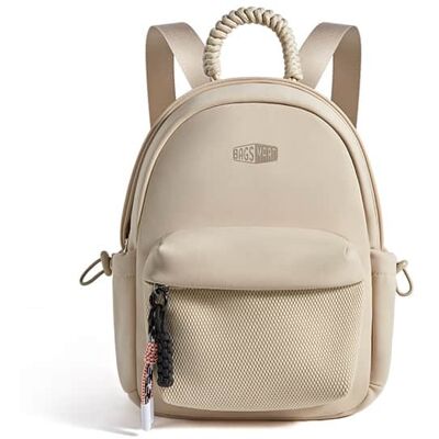 Bagsmart - Small Backpack for Women, Lightweight Mini Backpack Cute Casual Daypack Purses with Woven Handle - Light Khaki Bagsmart - Small Backpack for Women, Lightweight Mini Backpack Cute Casual Daypack Purses with Woven Handle - Light Khaki