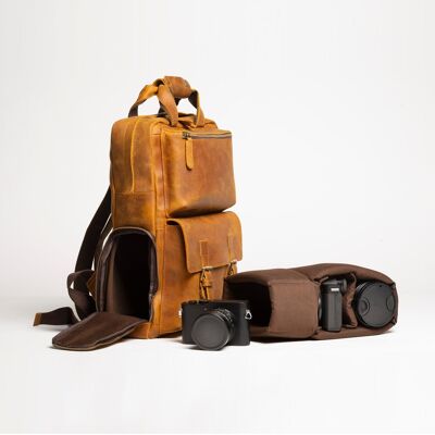 Steel Horse Leather - The MANN Bag Large Capacity Leather Camera Backpack - Brown Steel Horse Leather - The MANN Bag Large Capacity Leather Camera Backpack - Brown