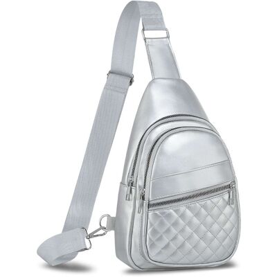 Unique Bargains - Crossbody Bags for Women Men Leather Sling Bag Cross Body Backpack for Women Casual Chest Bag Daypack for Travel Hiking - Silver Unique Bargains - Crossbody Bags for Women Men Leather Sling Bag Cross Body Backpack for Women Casual Chest Bag Daypack for Travel Hiking - Silver