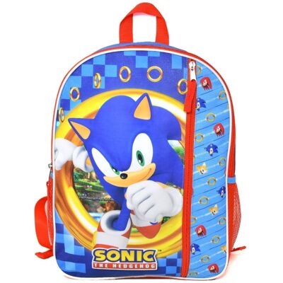 Disney - Sonic the Hedgehog 16" Kids Cartoon School Bag with Front Pocket & Side Mesh, Lightweight Travel Backpack for Boys - Red Disney - Sonic the Hedgehog 16" Kids Cartoon School Bag with Front Pocket & Side Mesh, Lightweight Travel Backpack for Boys - Red