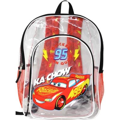 Disney - Cars Lightning Mc Queen Transparent Backpack Clear 16" School Bag for boys - Multicolored Disney - Cars Lightning Mc Queen Transparent Backpack Clear 16" School Bag for boys - Multicolored