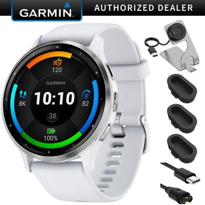 Garmin - Venu 3 GPS Smartwatch with Whitestone Case 45mm + Charging Dock Bundle - Stainless Steel and Whitestone - (2023) Garmin - Venu 3 GPS Smartwatch with Whitestone Case 45mm + Charging Dock Bundle - Stainless Steel and Whitestone - (2023)