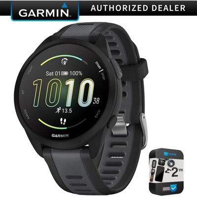 Garmin - Forerunner 165 Smart Sport Watch, Black + Slate Gray w/ Warranty Bundle - Black/Slate Gray - (2024) Garmin - Forerunner 165 Smart Sport Watch, Black + Slate Gray w/ Warranty Bundle - Black/Slate Gray - (2024)