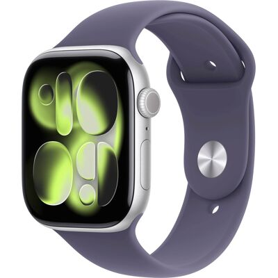 Apple Watch Series 11 (GPS) 46mm Silver Aluminum Case with Purple Fog Sport Band - M/L - Silver - (2025) Apple Watch Series 11 (GPS) 46mm Silver Aluminum Case with Purple Fog Sport Band - M/L - Silver - (2025)