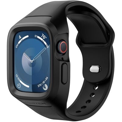 SURITCH - Sport Watch Band for Apple Watch Series 9/8/7/6/5/4/SE3/SE2/SE 41/40mm Soft Silicone Shockproof Rugged Strap with Case - Black SURITCH - Sport Watch Band for Apple Watch Series 9/8/7/6/5/4/SE3/SE2/SE 41/40mm Soft Silicone Shockproof Rugged Strap with Case - Black