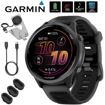 Garmin - Forerunner 570 47mm GPS Smartwatch, Aluminum & Black Band + Accessories Bundle - Slate Gray Aluminum - (2025) Garmin - Forerunner 570 47mm GPS Smartwatch, Aluminum & Black Band + Accessories Bundle - Slate Gray Aluminum - (2025)