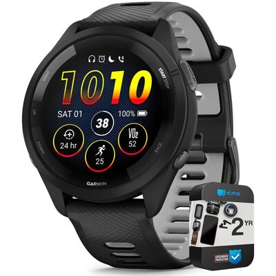 Garmin - Forerunner 265 GPS Smartwatch Black/Powder Gray + 2 Year Warranty Bundle - Black - (2023) Garmin - Forerunner 265 GPS Smartwatch Black/Powder Gray + 2 Year Warranty Bundle - Black - (2023)