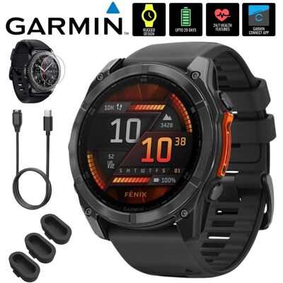 Garmin - Fenix 8 51mm Smartwatch, Slate Gray w/ Black Silicone Band + Accessories Bundle - Slate Gray - (2024) Garmin - Fenix 8 51mm Smartwatch, Slate Gray w/ Black Silicone Band + Accessories Bundle - Slate Gray - (2024)