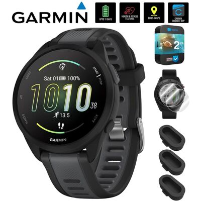Garmin - Forerunner 165 Smart Sport Watch, Black + Slate Gray + 2 Year Extended Warranty Bundle - Black Slate Gray - (2024) Garmin - Forerunner 165 Smart Sport Watch, Black + Slate Gray + 2 Year Extended Warranty Bundle - Black Slate Gray - (2024)