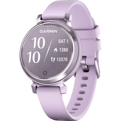 Garmin - Lily 2 Smartwatch 34 mm Anodized Aluminum - Metallic Lilac with Lilac Silicone Band - (2024) Garmin - Lily 2 Smartwatch 34 mm Anodized Aluminum - Metallic Lilac with Lilac Silicone Band - (2024)