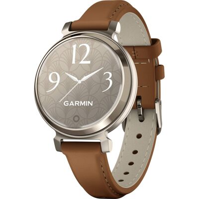 Garmin - Lily 2 Classic Smartwatch 34 mm Anodized Aluminum - Cream Gold with Tan Leather Band - (2024) Garmin - Lily 2 Classic Smartwatch 34 mm Anodized Aluminum - Cream Gold with Tan Leather Band - (2024)