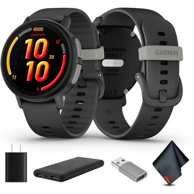 Bundle - Garmin - Bounce 2, Kids Smartwatch, Slate Gray, USB (USA) ADAPTERS - Gray - (2025) Bundle - Garmin - Bounce 2, Kids Smartwatch, Slate Gray, USB (USA) ADAPTERS - Gray - (2025)