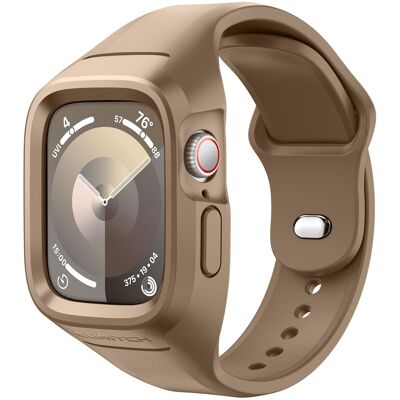 SURITCH - Sport Watch Band for Apple Watch Series 9/8/7/6/5/4 44/45mm Soft Silicone Shockproof Rugged Protective Strap with Case - Brown SURITCH - Sport Watch Band for Apple Watch Series 9/8/7/6/5/4 44/45mm Soft Silicone Shockproof Rugged Protective Strap with Case - Brown