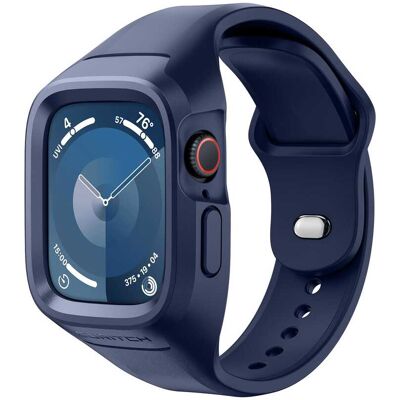SURITCH - Sport Watch Band for Apple Watch Series 9/8/7/6/5/4 44/45mm Soft Silicone Shockproof Rugged Protective Strap with Case - Navy Blue SURITCH - Sport Watch Band for Apple Watch Series 9/8/7/6/5/4 44/45mm Soft Silicone Shockproof Rugged Protective Strap with Case - Navy Blue