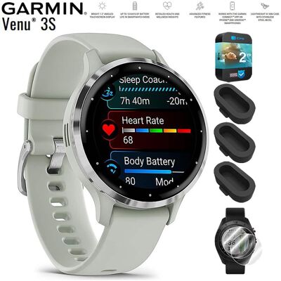 Bundle - Garmin - Venu 3S GPS Smartwatch Steel with Gray Case 41mm + 2 Year Warranty - Stainless Steel and Sage Gray - (2023) Bundle - Garmin - Venu 3S GPS Smartwatch Steel with Gray Case 41mm + 2 Year Warranty - Stainless Steel and Sage Gray - (2023)