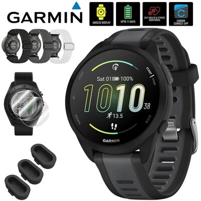 Garmin - Forerunner 165 Smart Sport Watch, Black + Slate Gray w/ Accessories Bundle - Black/Slate Gray - (2024) Garmin - Forerunner 165 Smart Sport Watch, Black + Slate Gray w/ Accessories Bundle - Black/Slate Gray - (2024)