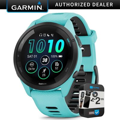 Garmin - Forerunner 265 GPS Smartwatch Aqua/Black with 2 Year Warranty - Black/Aqua - (2023) Garmin - Forerunner 265 GPS Smartwatch Aqua/Black with 2 Year Warranty - Black/Aqua - (2023)