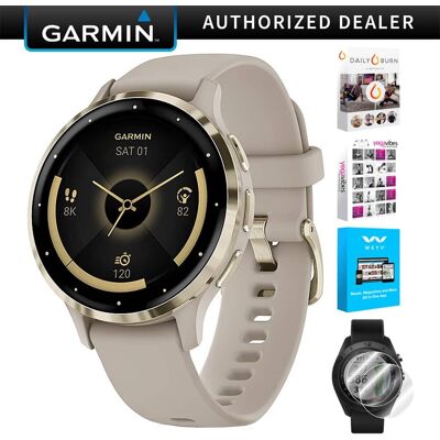 Bundle - Garmin - Venu 3S GPS Smartwatch Gold Steel Bezel w/French Gray Case + Accessories Kit - Stainless Steel and French Gray - (2023) Bundle - Garmin - Venu 3S GPS Smartwatch Gold Steel Bezel w/French Gray Case + Accessories Kit - Stainless Steel and French Gray - (2023)