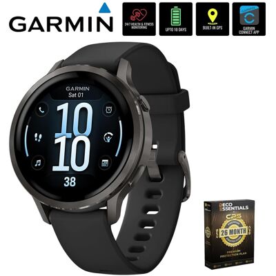 Garmin - Venu 4, 41 mm GPS Smartwatch, Slate with Black Band + 26 Month Protection - Slate Black - (2025) Garmin - Venu 4, 41 mm GPS Smartwatch, Slate with Black Band + 26 Month Protection - Slate Black - (2025)