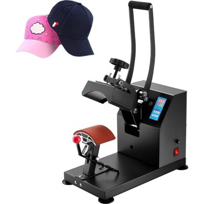 VEVOR - 6x3.75Inch Curved Element Hat Press Clamshell Design Heat Press for Hats Rigid Steel Frame No Stick Digital LCD Timer - Black VEVOR - 6x3.75Inch Curved Element Hat Press Clamshell Design Heat Press for Hats Rigid Steel Frame No Stick Digital LCD Timer - Black