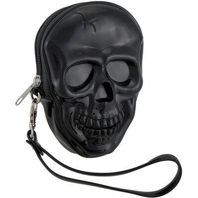 Zeckos - Glossy Molded Skull Shaped Wristlet Purse w/Removable Strap - Black Zeckos - Glossy Molded Skull Shaped Wristlet Purse w/Removable Strap - Black