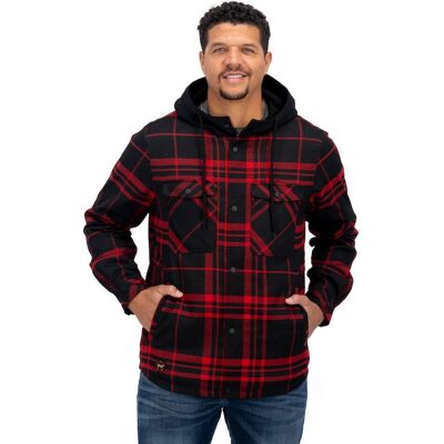 Mobile Warming - Men's Flannel Heated Hoodie Jacket - Black/Red Mobile Warming - Men's Flannel Heated Hoodie Jacket - Black/Red